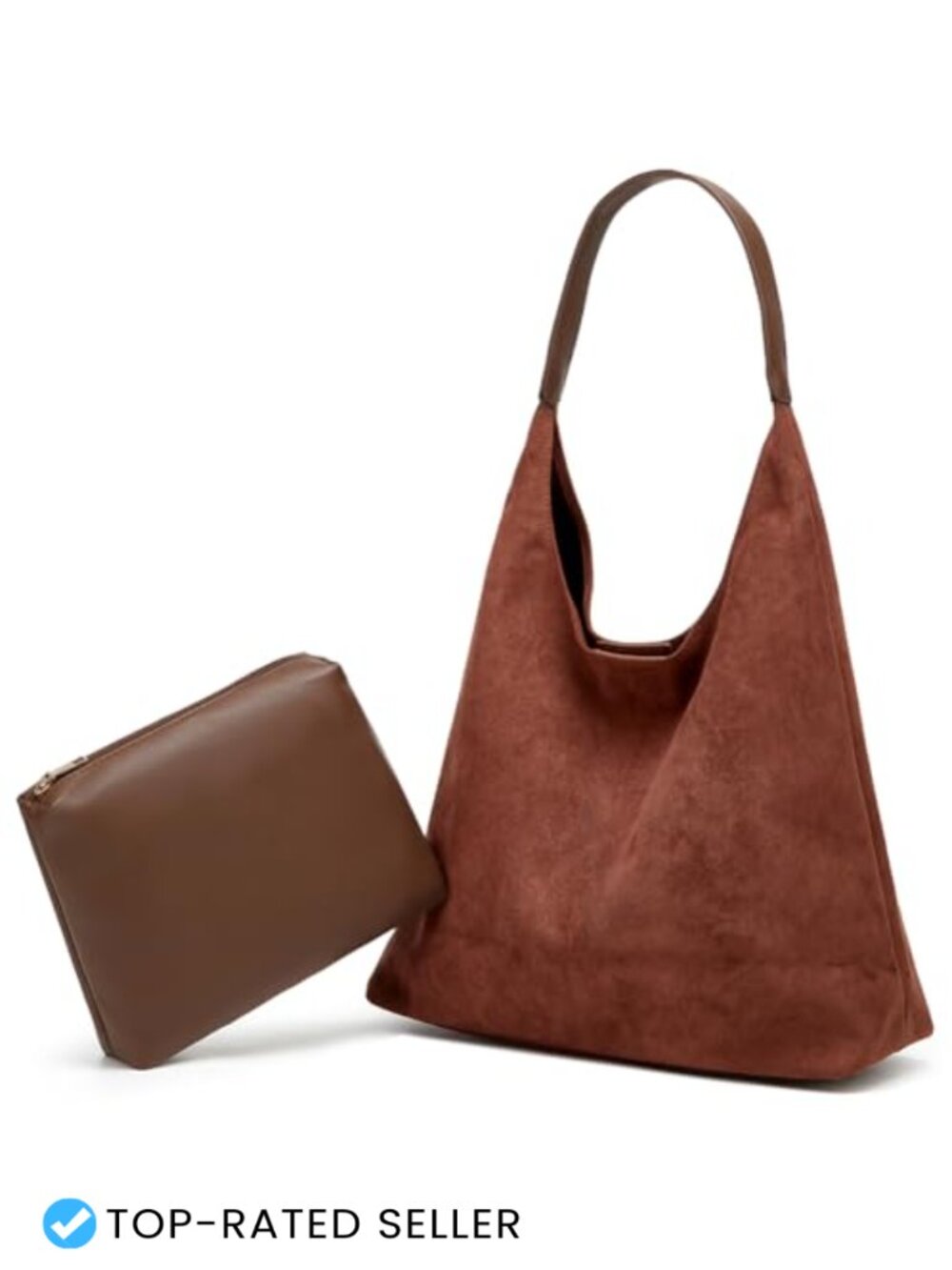 Faux Suede Leather Slouchy Hobo Shoulder Bag Women Retro Soft Tote Handbag
